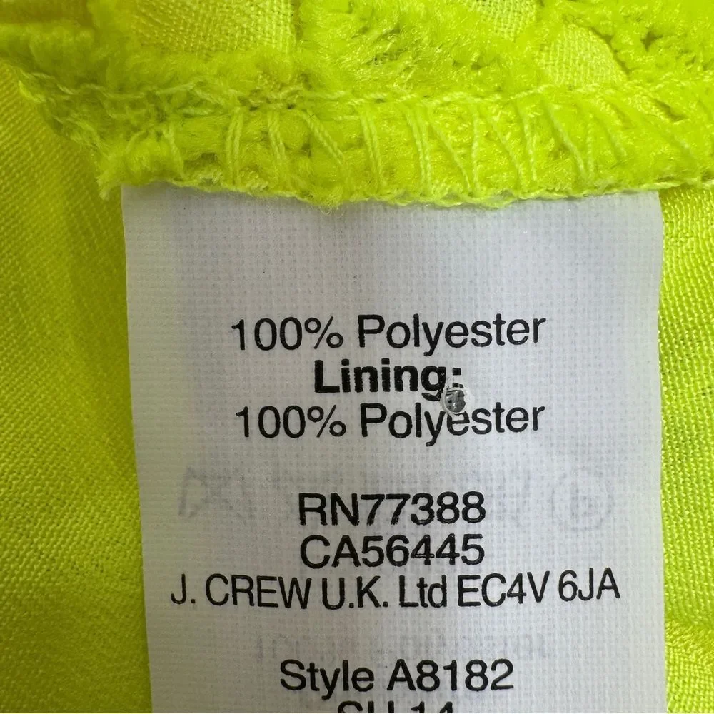 J. Crew Collection Neon‎ Lace Sleeveless Sheath Dress Yellow 4